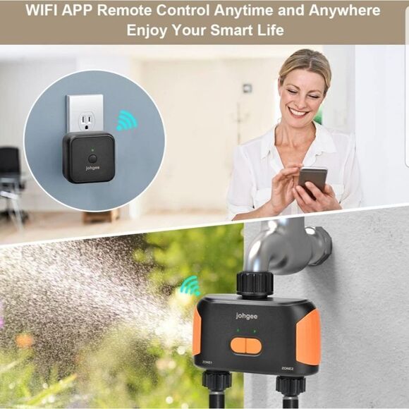 Smart WiFi Water Timer 2-Zone, Sprinkler Timer with Wi-Fi Hub, 2 Outlets Bluetoo - Picture 2 of 16